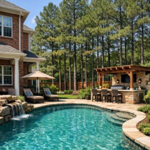 Backyard of home with home insurance in Conroe, TX 