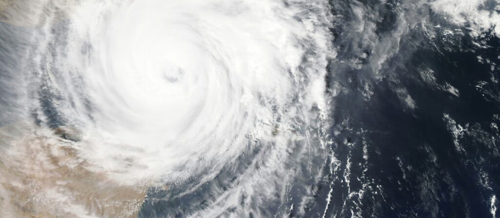 Satellite view of a hurricane making landfall — hurricane coverage Texas