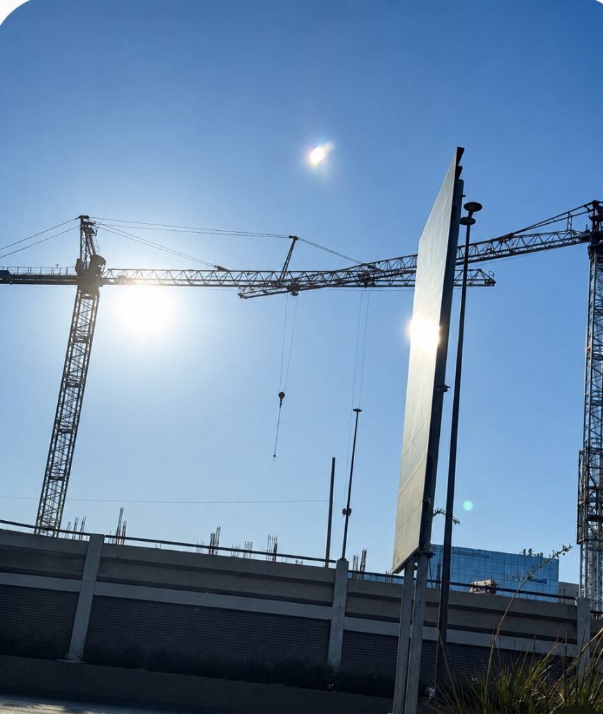 Construction crane on a job site — contractor bonds and insurance guide